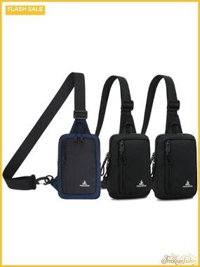Pack of 3 Crossbody Sling Bags Nylon Dual Pocket Water Resistant Fanny Pack